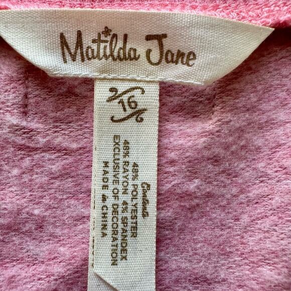 Matilda Jane Heart To Heart Autumn Prairie Pink Embroidered Knit Sweatshirt 16 - Picture 6 of 7